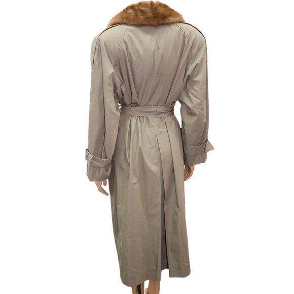 TIMELESS Vintage Classic Belted Trench Coat with Fur Collar M-L - Picture 5 of 8